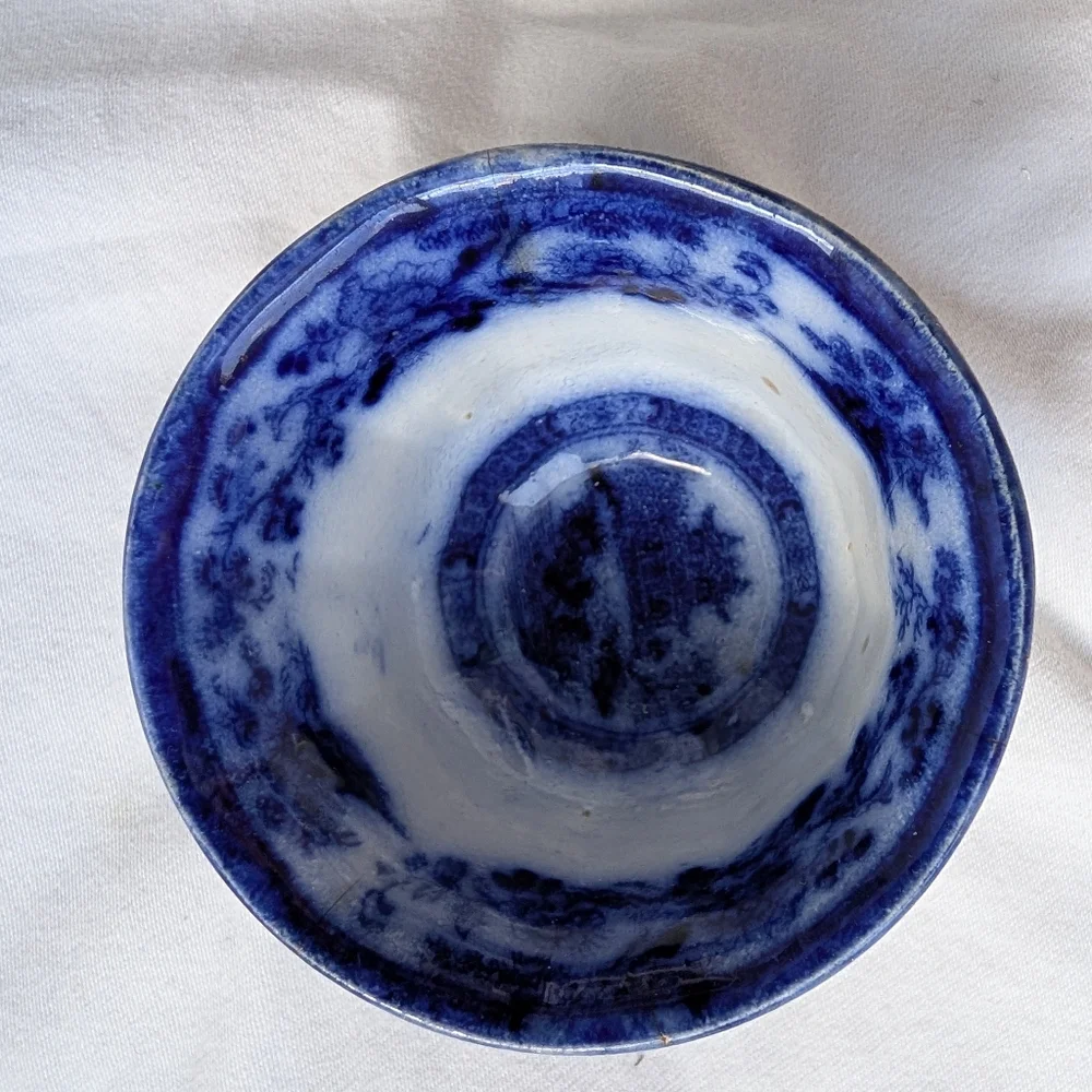 Antique J. Meir & Son England Kirkee Flow Blue Oriental Landscape Cup & Saucer